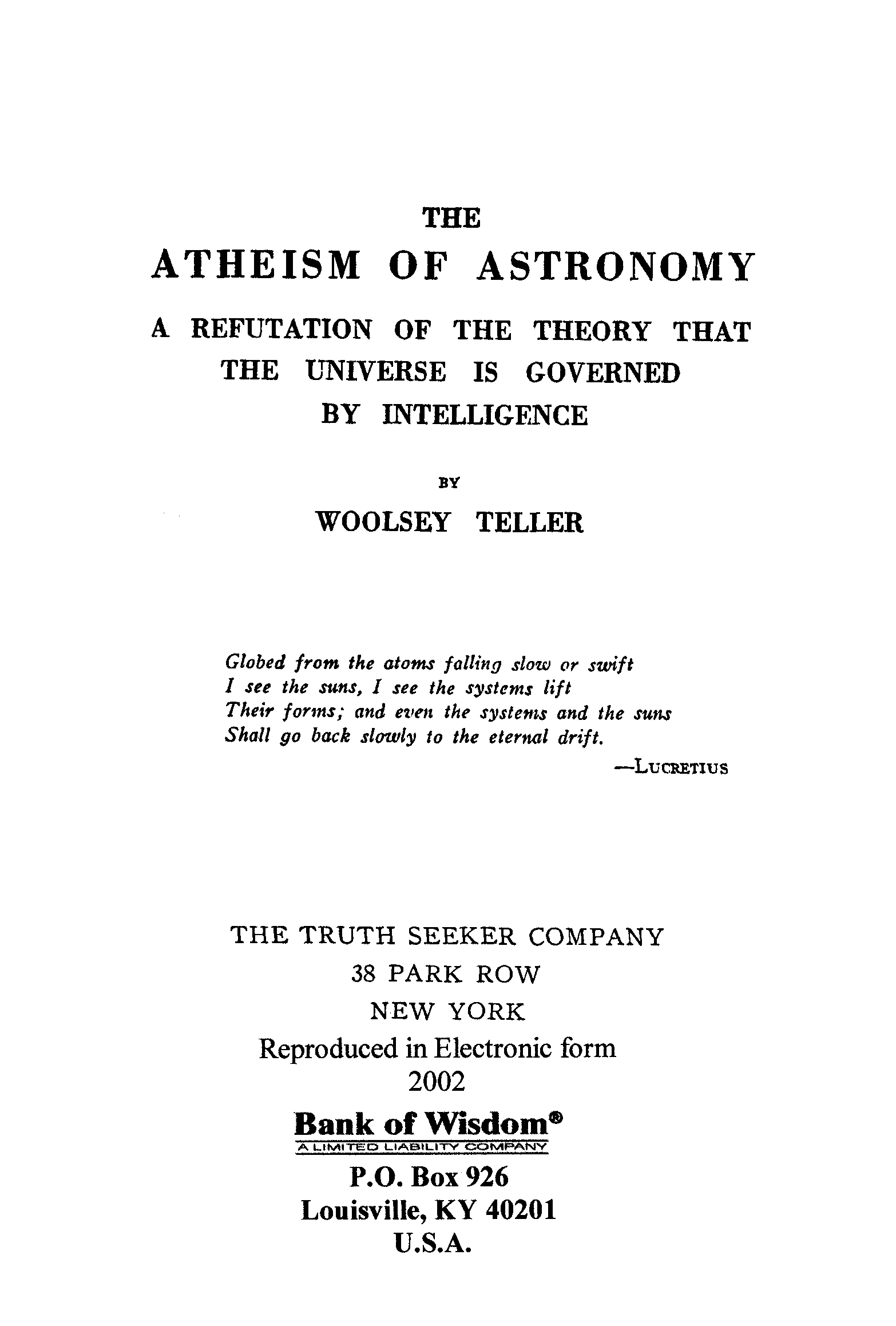 The Atheism of Astronomy